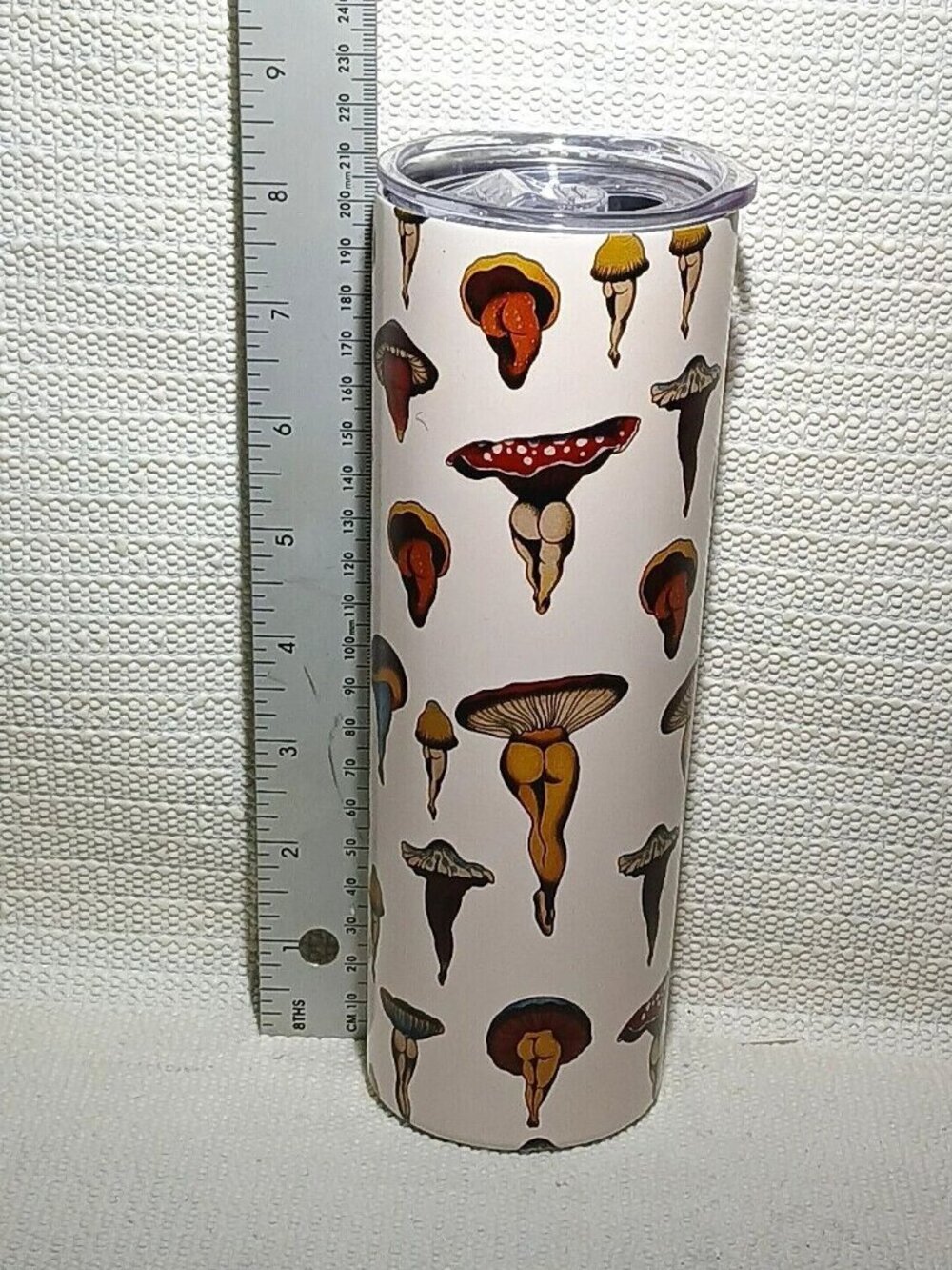 20 oz Stainless Steel Tumbler Set – Mushroom Legs Print – Slim Tall Insulated Cu - Picture 3 of 6